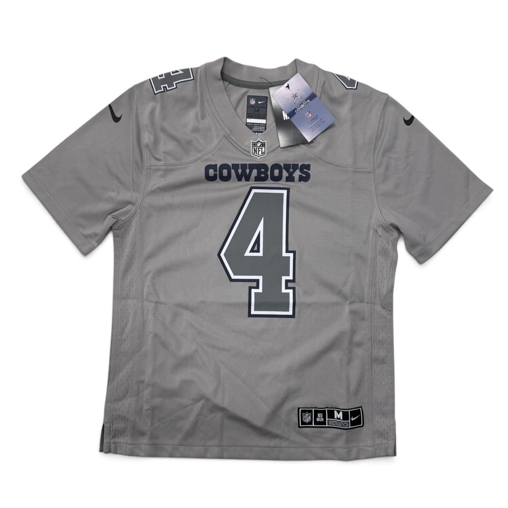 Nike Dallas Cowboys Dak Prescott Jersey Youth Medium 10/12 Gray 4 Atmosphere NWT